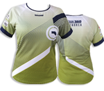 Coolmax women T-shirt | Green, White & Navy Blue