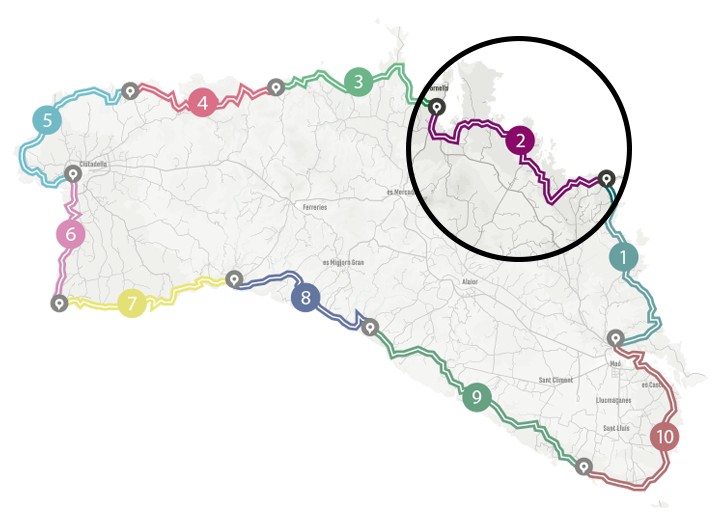 Mapa del programa Senderisme 10 etapes de Camí de Cavalls 360º. Tram 2.