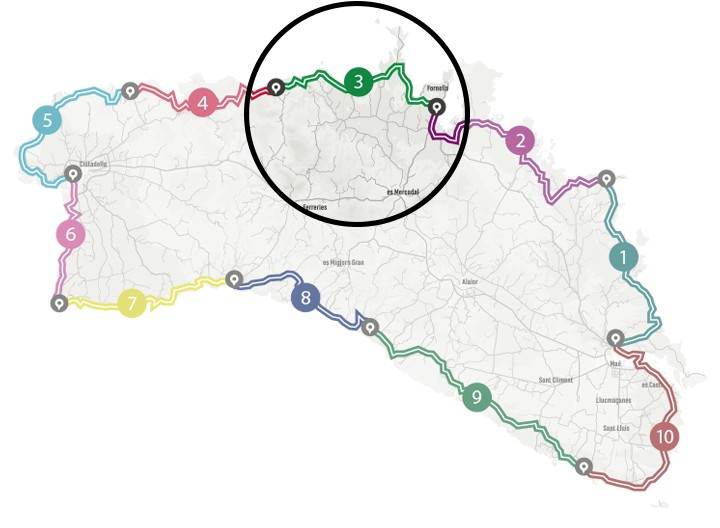 Mapa del programa Senderisme 10 etapes de Camí de Cavalls 360º. Etapa 3.