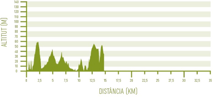 Altimetria de l’etapa 4 del programa Senderisme 10 etapes de Camí de Cavalls 360º (Es Alocs - Cala Morell).