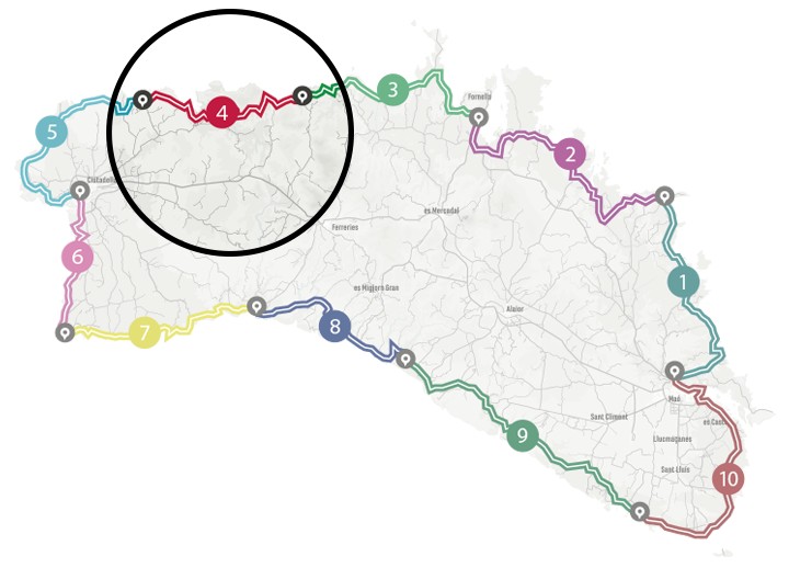 Mapa del programa Senderisme 10 etapes de Camí de Cavalls 360º. Etapa 4.