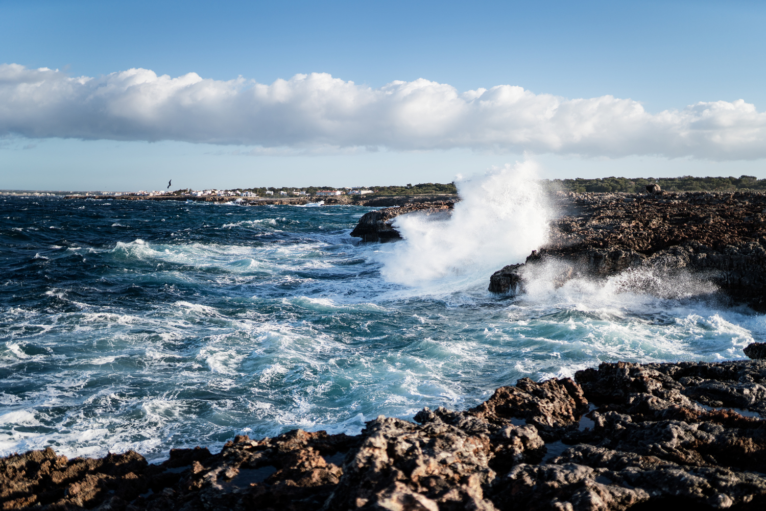 Temporal de ponent a la zona de la Punta de s'Aigua Dolça (Foto: Jordi Saragossa).