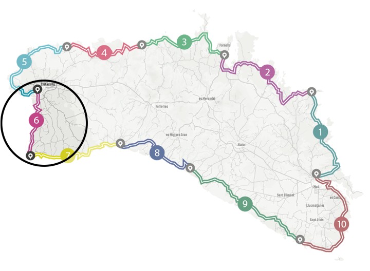 Mapa del programa Senderisme 10 etapes de Camí de Cavalls 360º. Etapa 6.