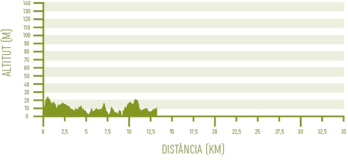 Altimetria de l’etapa 6 del programa Senderisme 10 etapes de Camí de Cavalls 360º (Ciutadella - Cap d'Artutx).