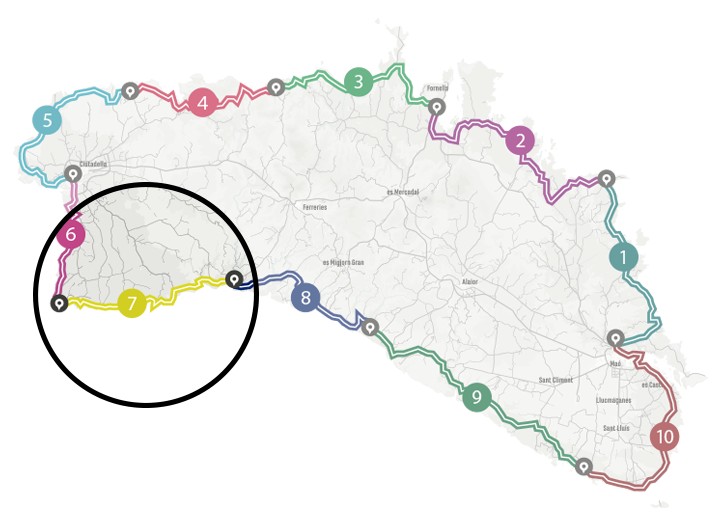 Mapa del programa Senderisme 10 etapes de Camí de Cavalls 360º. Etapa 7.