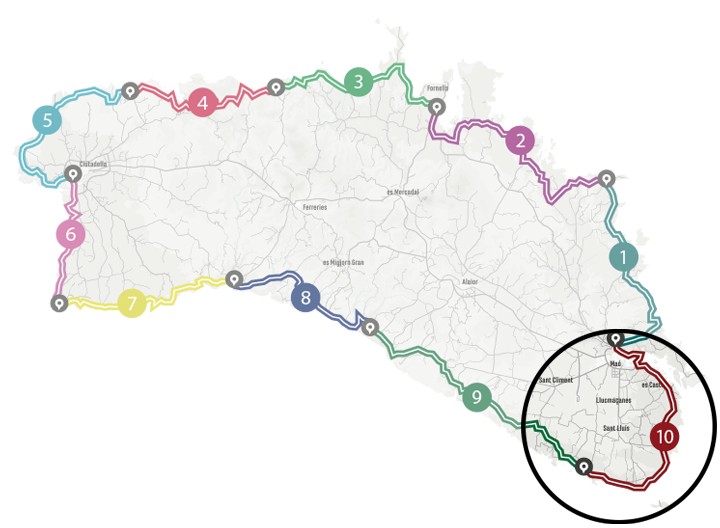 Mapa del programa Senderisme 10 etapes de Camí de Cavalls 360º. Etapa 10.