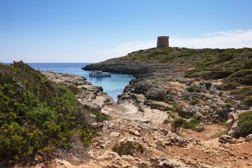 Caló Roig i Torre d'Alcalfar (Foto: Camí de Cavalls 360º).
