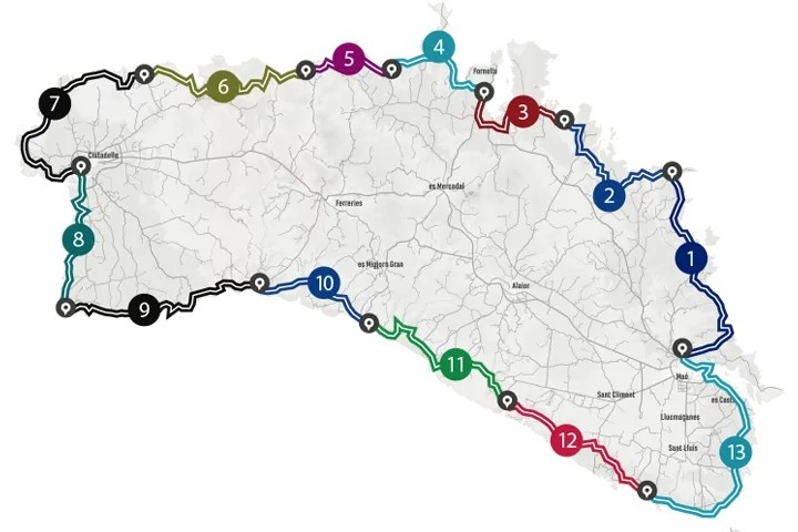 Camí de Cavalls 360º Nord en 7 etapes o Sud en 6 etapes.